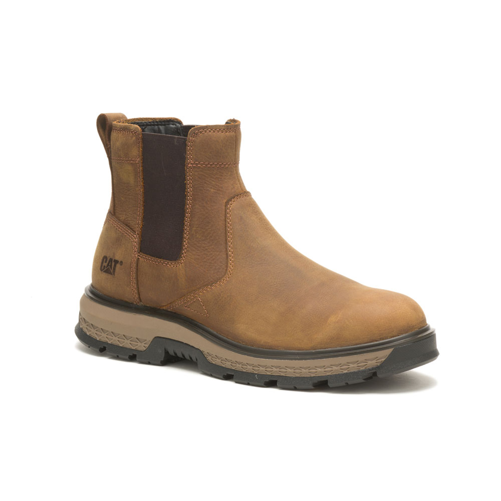 Caterpillar Boots Pakistan - Caterpillar Exposition Chelsea / Astm/Soft Toe Mens Safety Boots Brown (096248-YHG)